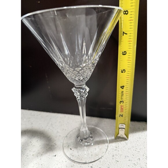 Longchamp Cristal D'arques Durant French Martini Glasses Crystal Diamond Cut Vtg - Picture 9 of 10